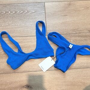 bond-eye Electric Blue Textured Bikini Top and Bottom